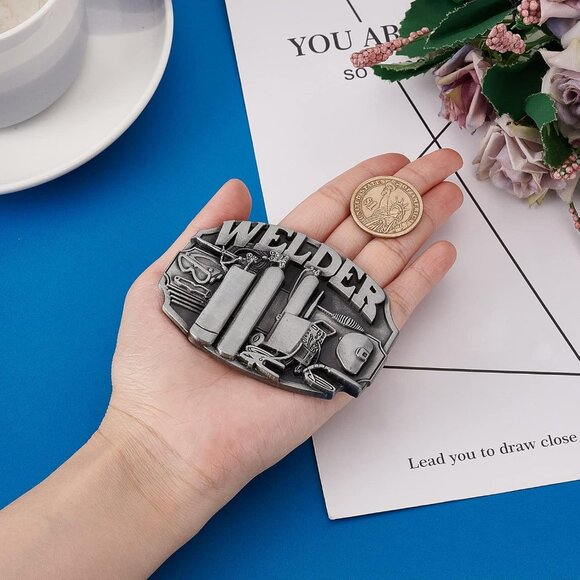 Men's Black Vintage Simple Heavy Duty Alloy Reversible Replacement Belt Buckle - Picture 3 of 5